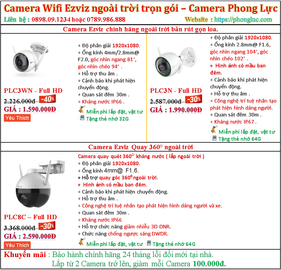 Lap Camera wifi tron goi ngoai troi Hai Phong